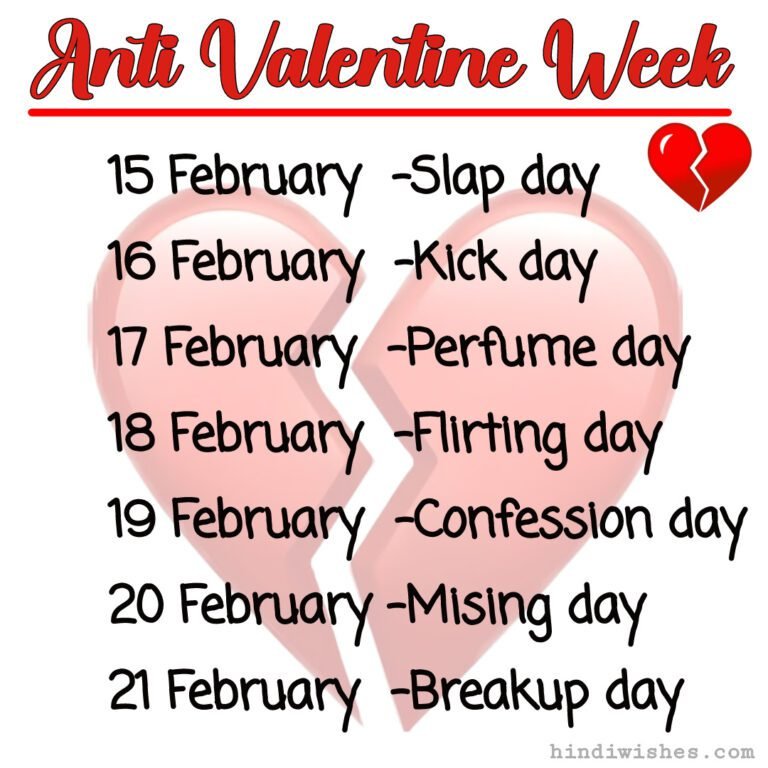 Anti Valentine Week Days List