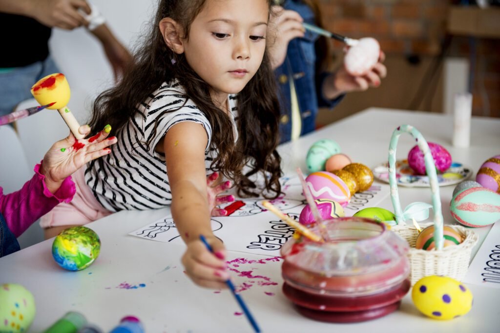 Kids coloring painting Hand crafting