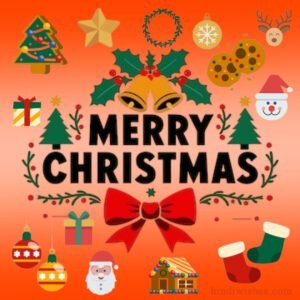 क्रिसमस 2025 की सुंदर शुभकामनाएं इमेज – क्रिसमस ट्री, सांता क्लॉज और गिफ्ट्स के साथ फेस्टिव सेलिब्रेशन