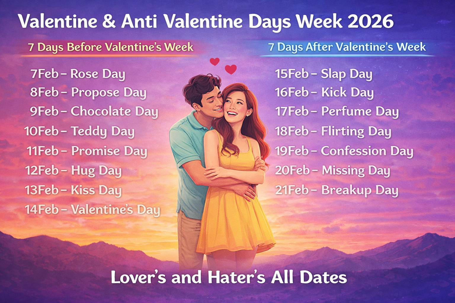 Valentine's Week 2026 and Anti Valentine Week 2026