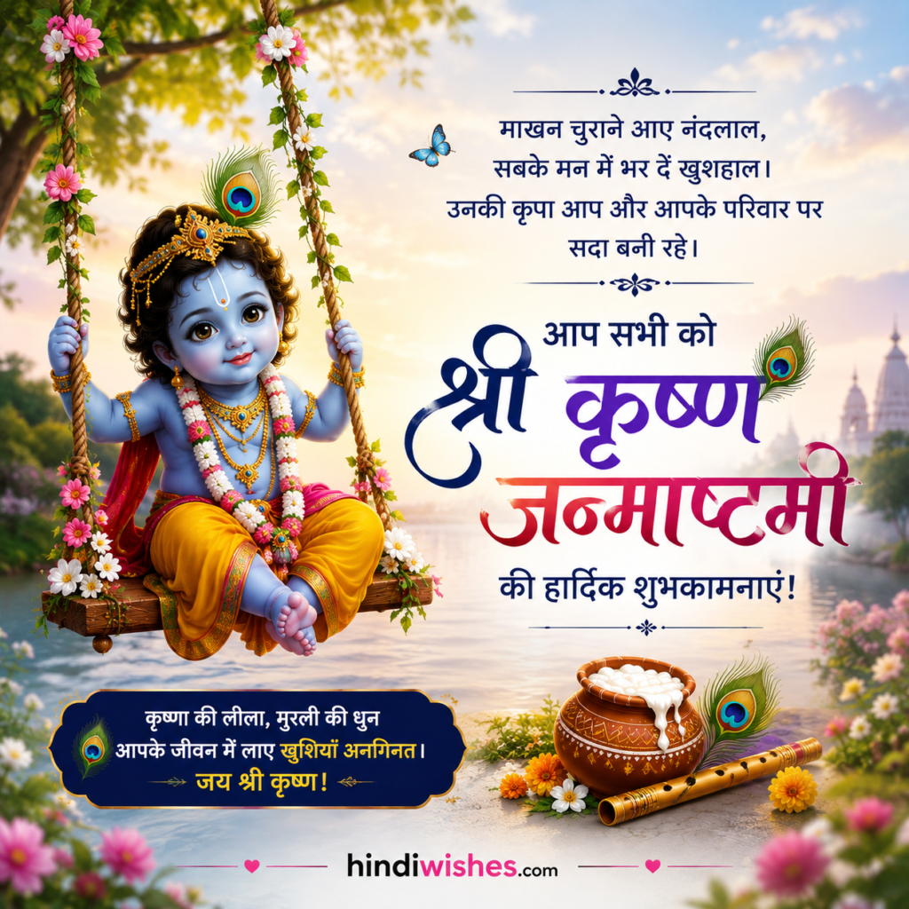 श्री कृष्ण जन्माष्टमी 2026 की शुभकामनाएं इमेजेज – Best Images व Wallpapers 2 Jhoola jule kahna