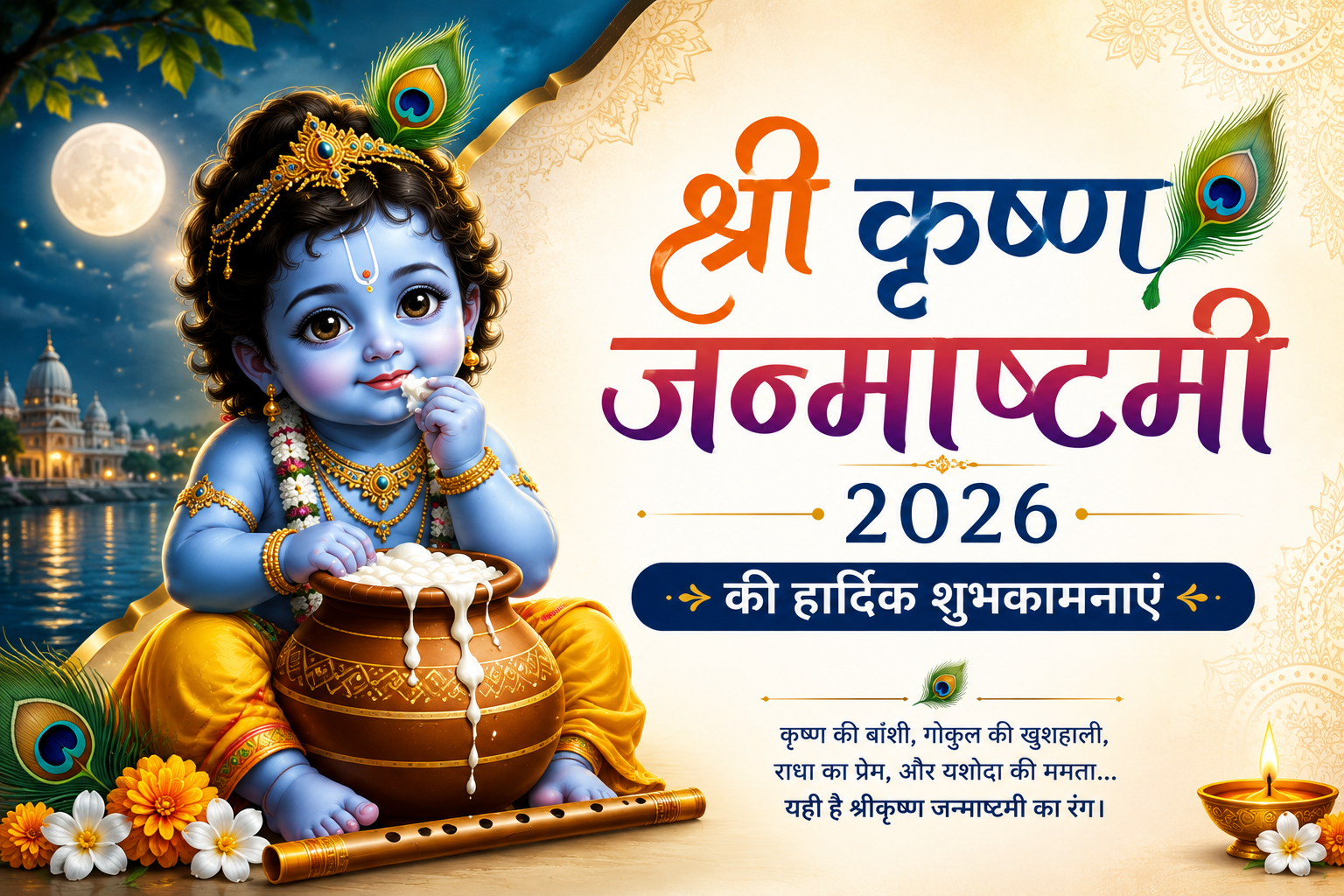 श्री कृष्ण जन्माष्टमी 2026 की शुभकामनाएं इमेजेज – Best Images व Wallpapers 1 श्री कृष्ण जन्माष्टमी 2026 शुभकामना इमेज